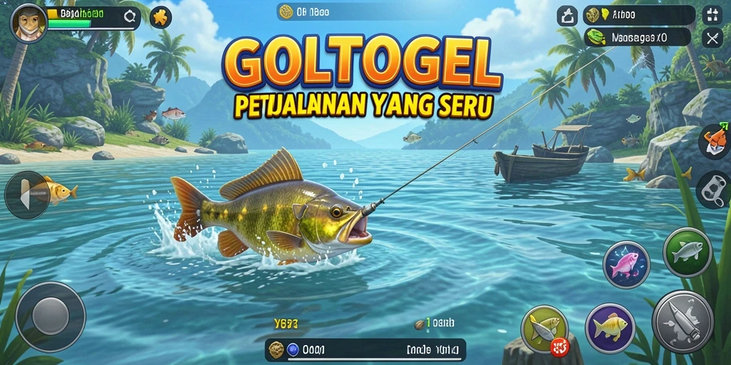 Tampilan game GOLTOGEL dengan aksi memancing yang seru.