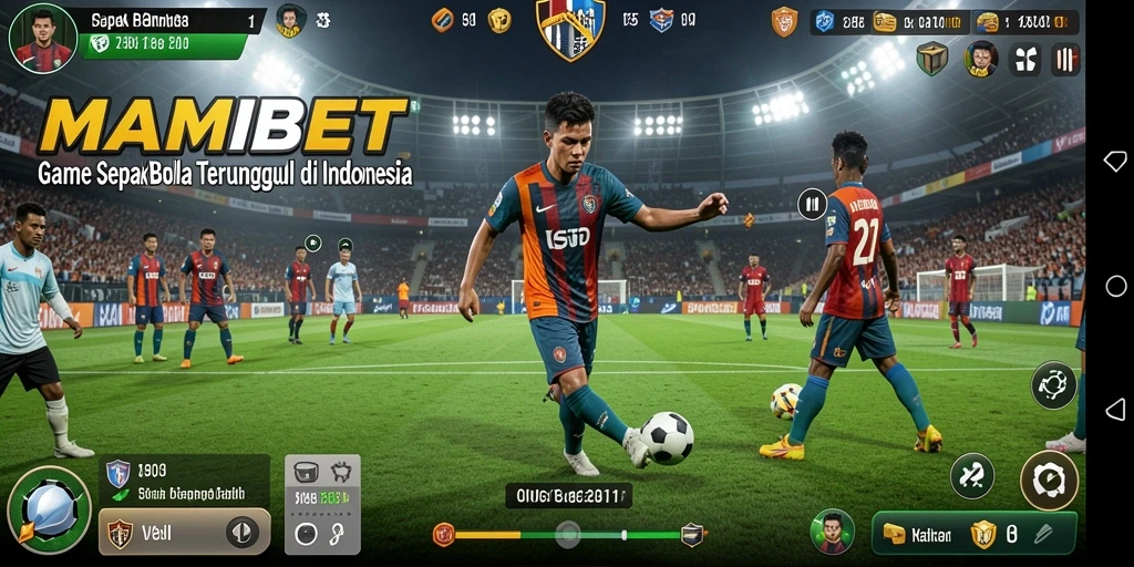 Screenshot MAMIBET menampilkan aksi mendebarkan dalam permainan sepak bola.