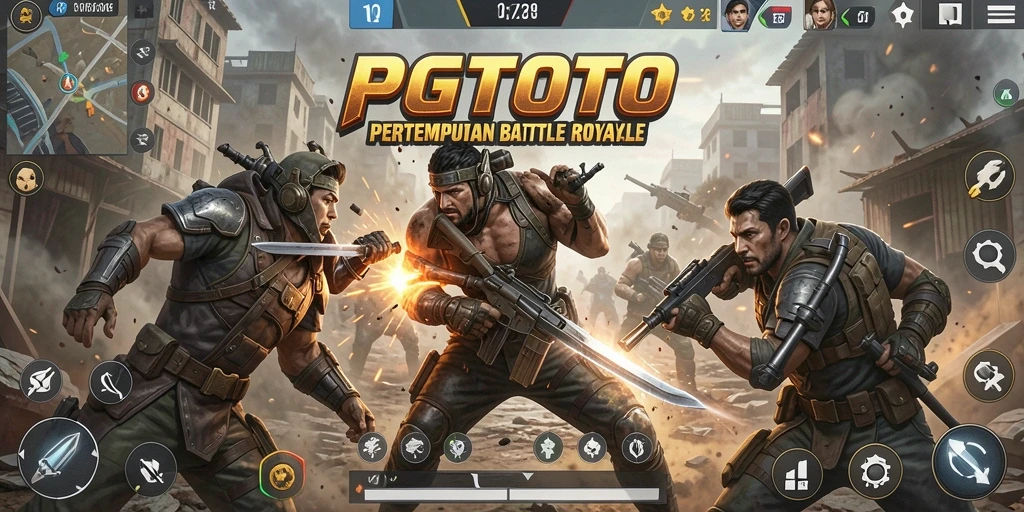 Screenshot gameplay PGTOTO yang mendebarkan dalam pertempuran Battle Royale.