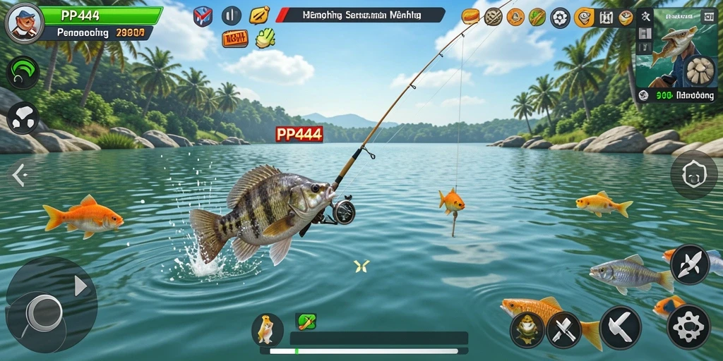 Tampilan gameplay PP444 menampilkan pengalaman memancing yang seru.
