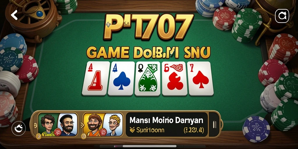 Screenshot utama PT707 menampilkan aksi seru permainan domino.