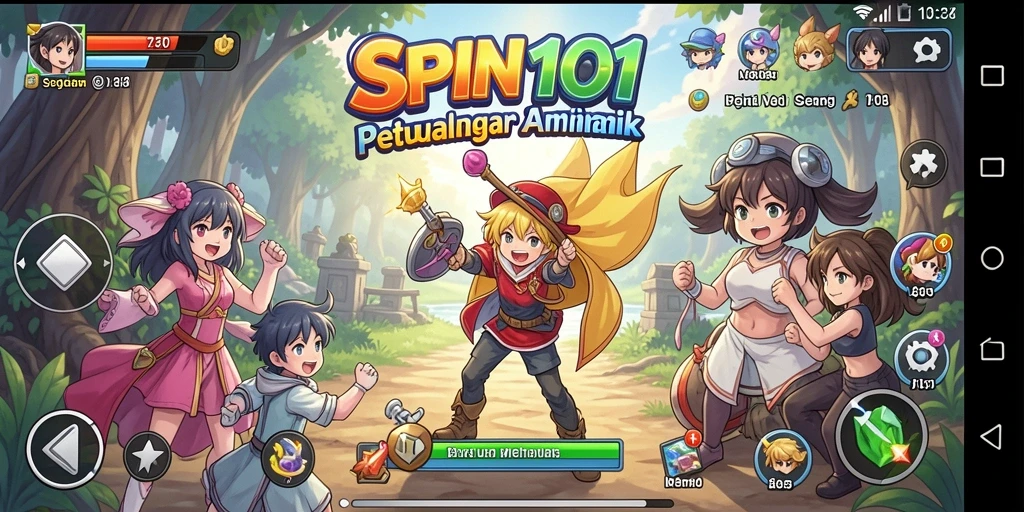 Gameplay SPIN101 yang penuh warna dan dinamis.