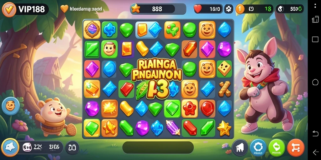 Screenshot menampilkan gameplay seru dari game Match-3.