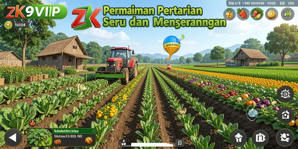 Tangkapan layar gameplay ZK9VIP menampilkan aktivitas pertanian yang seru.